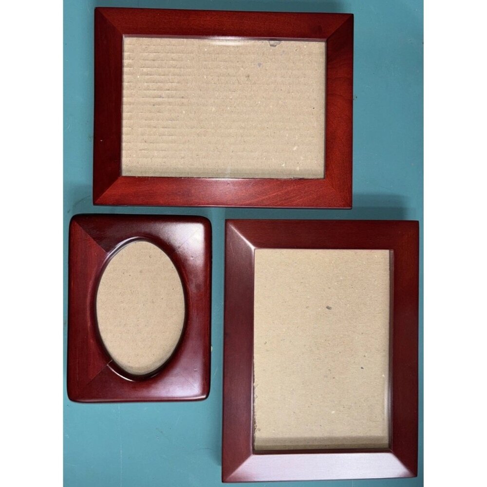 VTG Thailand Teak Wood Apple Red Fetco Rounded Corner Picture Frame X 3‎